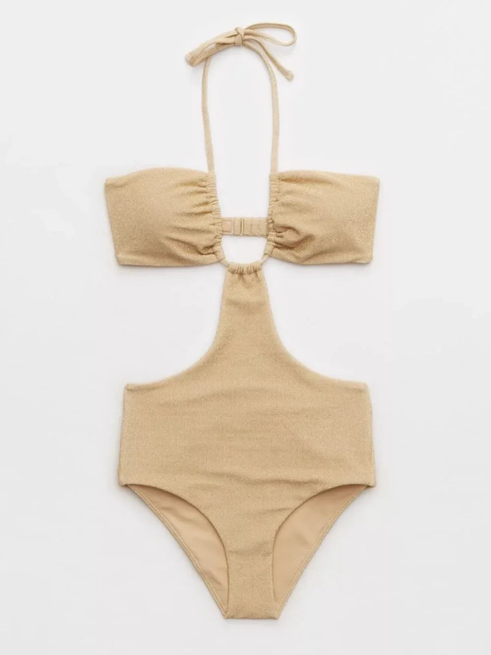 Aerie Sparkle Halter Cutout One Piece Swimsuit
